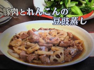 3分クッキング 豚肉とれんこんの豆チ蒸し