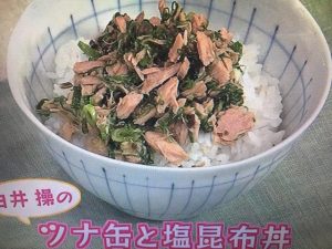 きょうの料理 ツナ缶と塩昆布丼