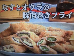 3分クッキング なすとオクラの豚肉巻きフライ