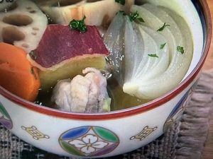 あさイチ 秋野菜と鶏肉のおかずスープ