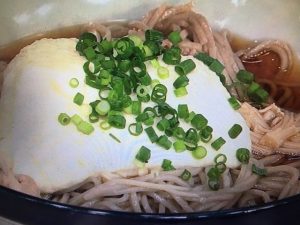 3分クッキング 豚肉とえのきのとろろそば